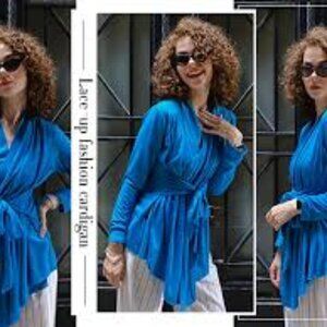 ZAvenue USA Wrap Cardigan Navy Blue Long Sleeve Ribbed Texture Sweater 3X NEW